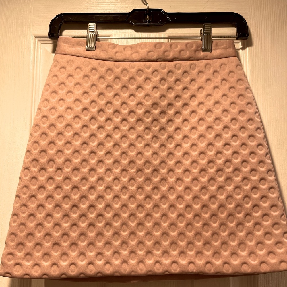 TOPSHOP Blush Pink Polka Dot Scuba Mini‎ Skirt- euro 34